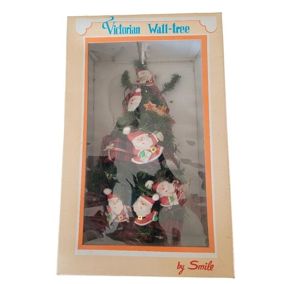 Smile Other - Vintage Smile Victorian Wall Tree Santa Claus Plaid Accents Battery Operated